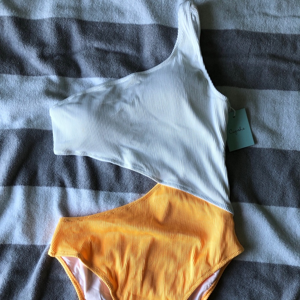 NWT Cupshe L One Shoulder One Piece Neon orange